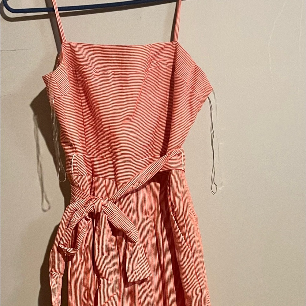 Red and white stripped jumpsuit